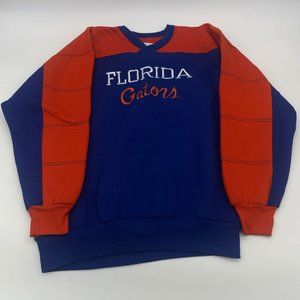 Vtg Dodger Florida Gators Sweatshirt Mens Medium Orange Blue Long Sleeve V-Neck